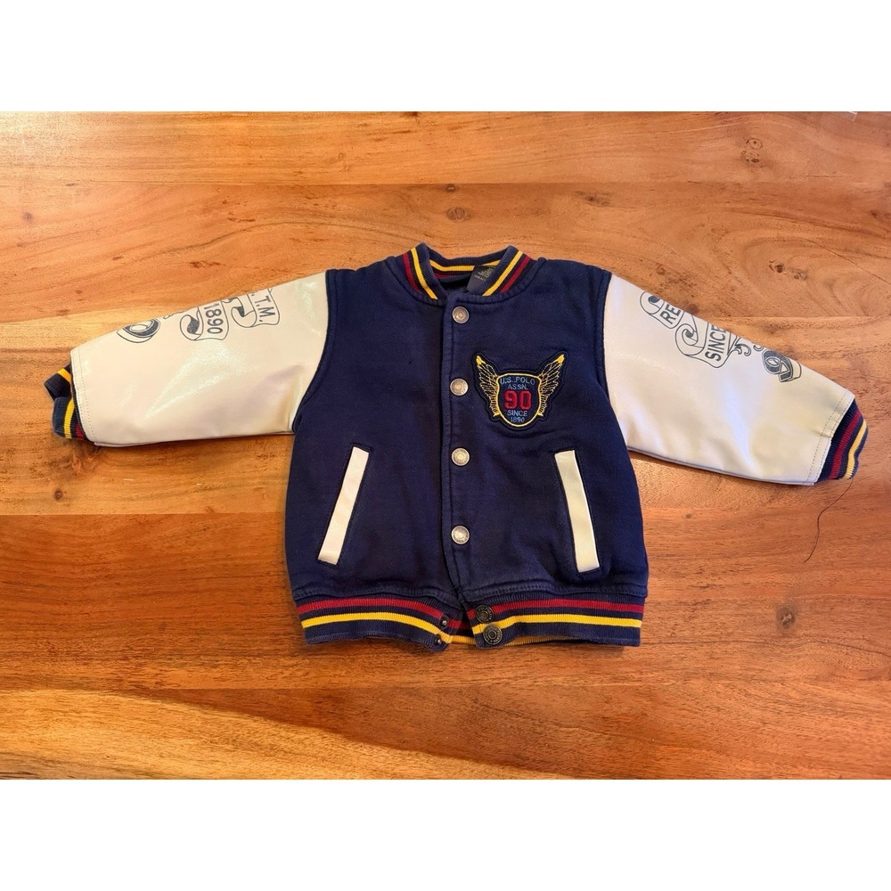 Us Polo  Toddler Letterman's Jacket Size 18 Months Lined Patches